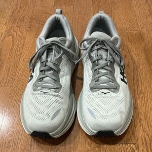Hoka Bondi 8 Mens US 13D Grey Running Comfort Athletic Shoes Walking Trainers